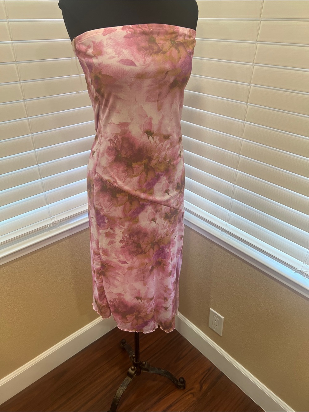 Caution To The Wind Pink Floral Strapless Slip Dress